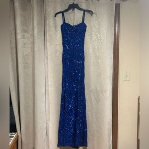 Windsor Dark Blue Sequin Prom Dress